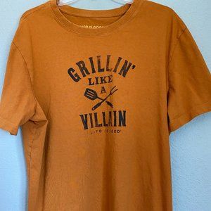 LIFE IS GOOD  Men's XL T-shirt  Grillin Like a Villain Burnt Orange
